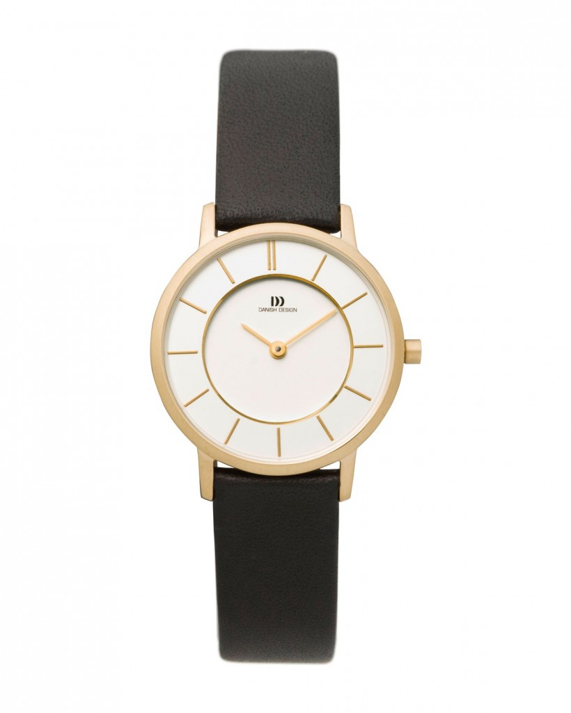 Danish Design Black Leather Band Stainless Steel Women's Watch