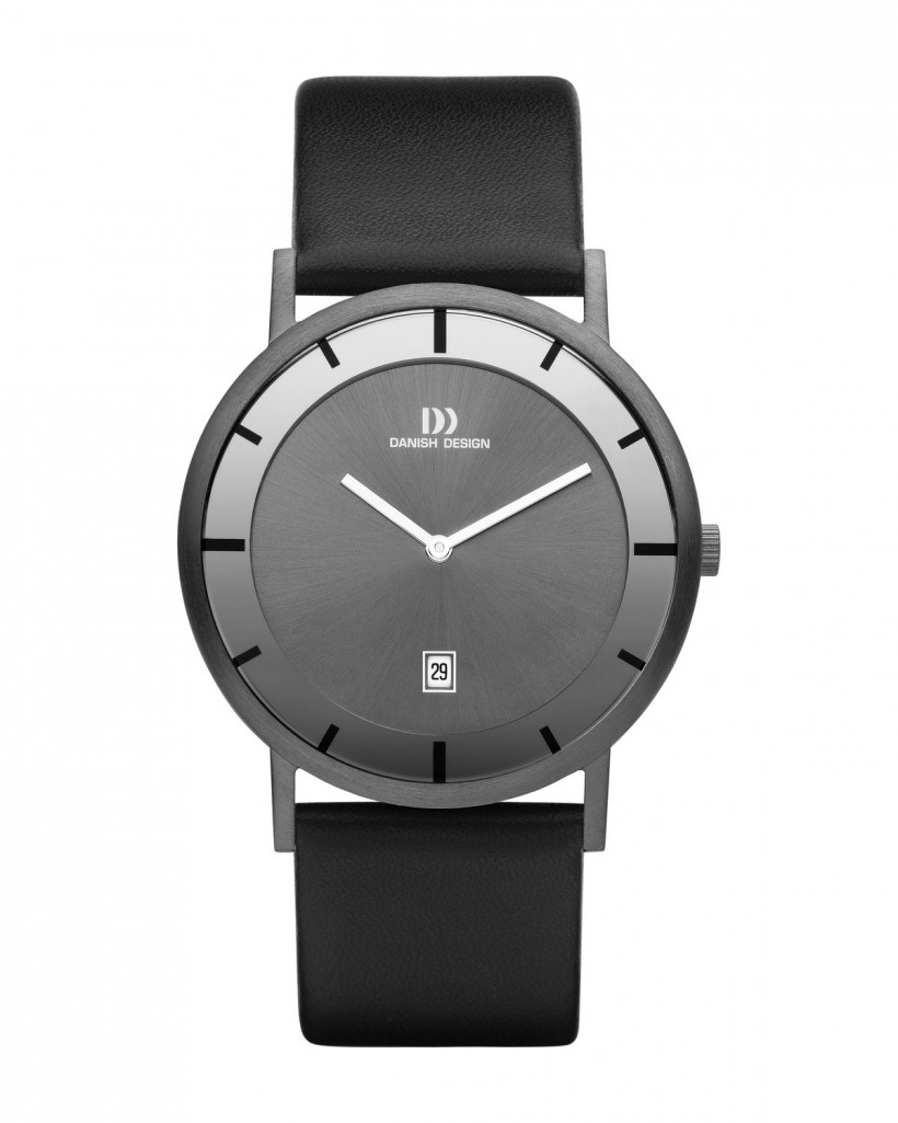 Danish Design Black Leather Band Stainless Steel Women's Watch
