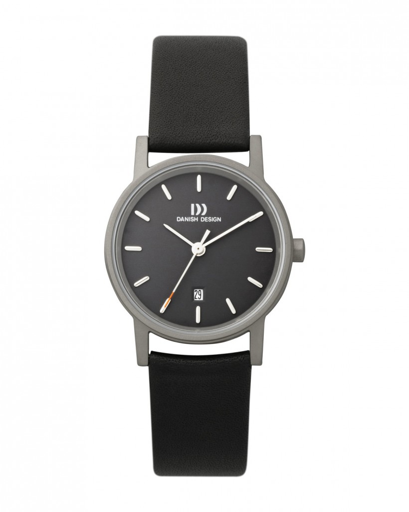 Danish Design Black Leather Band Titanium Women's Watch