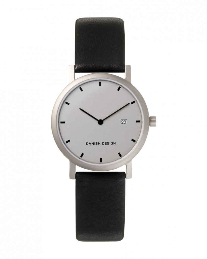 Danish Design Black Leather Band Titanium Women's Watch