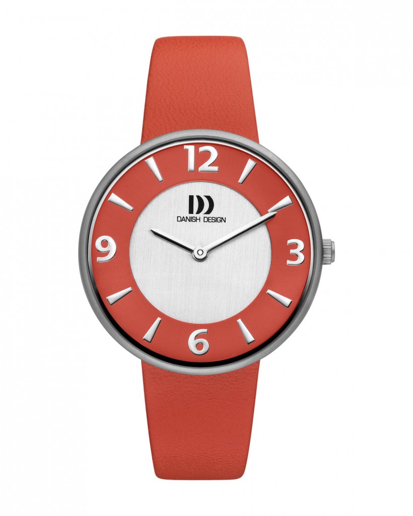 Danish Design Red Leather Band Titanium Women's Watch