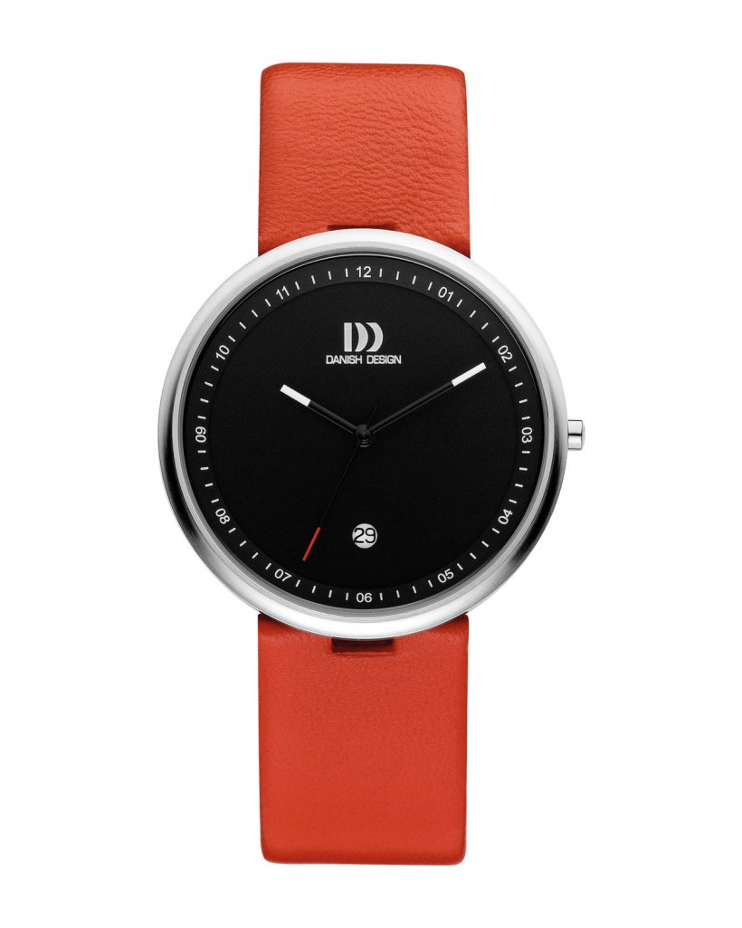 Danish Design Red Leather Band Stainless Steel Women's Watch