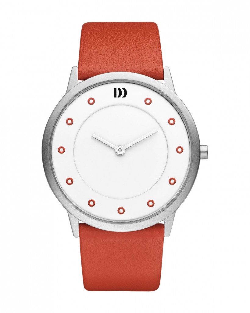 Danish Design Red Leather Band Stainless Steel Women's Watch