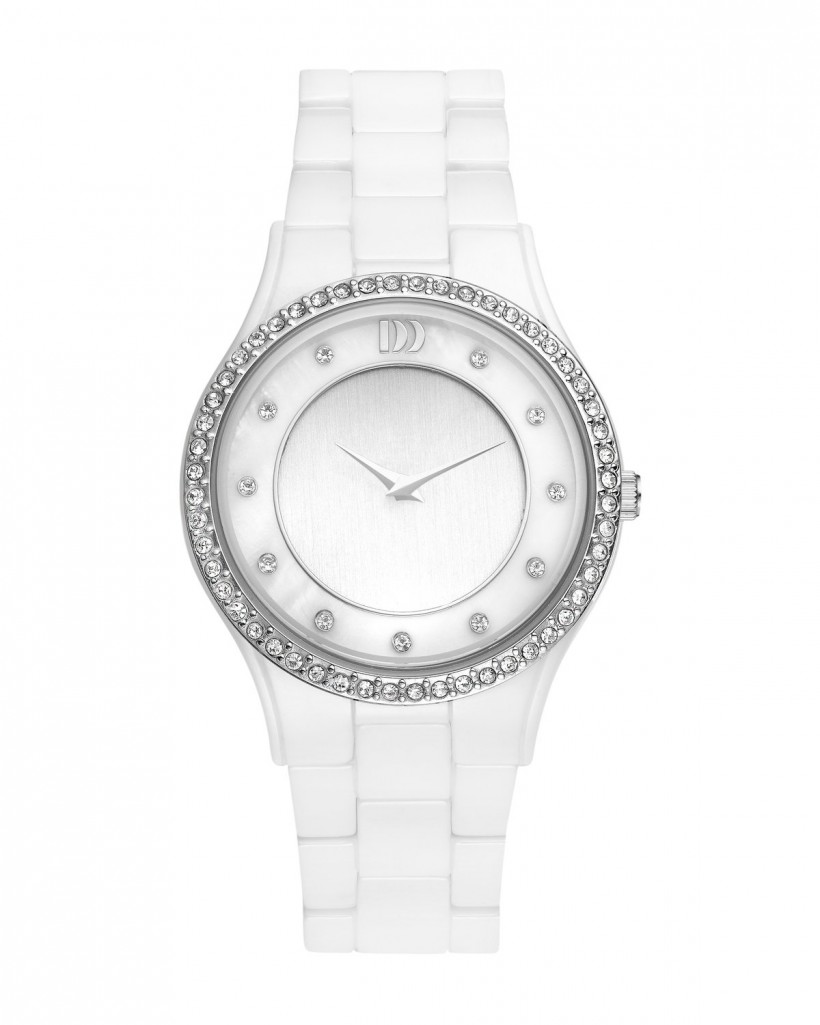 Danish Design White Ceramic Cubic Zirconia Bezel Women's Watch