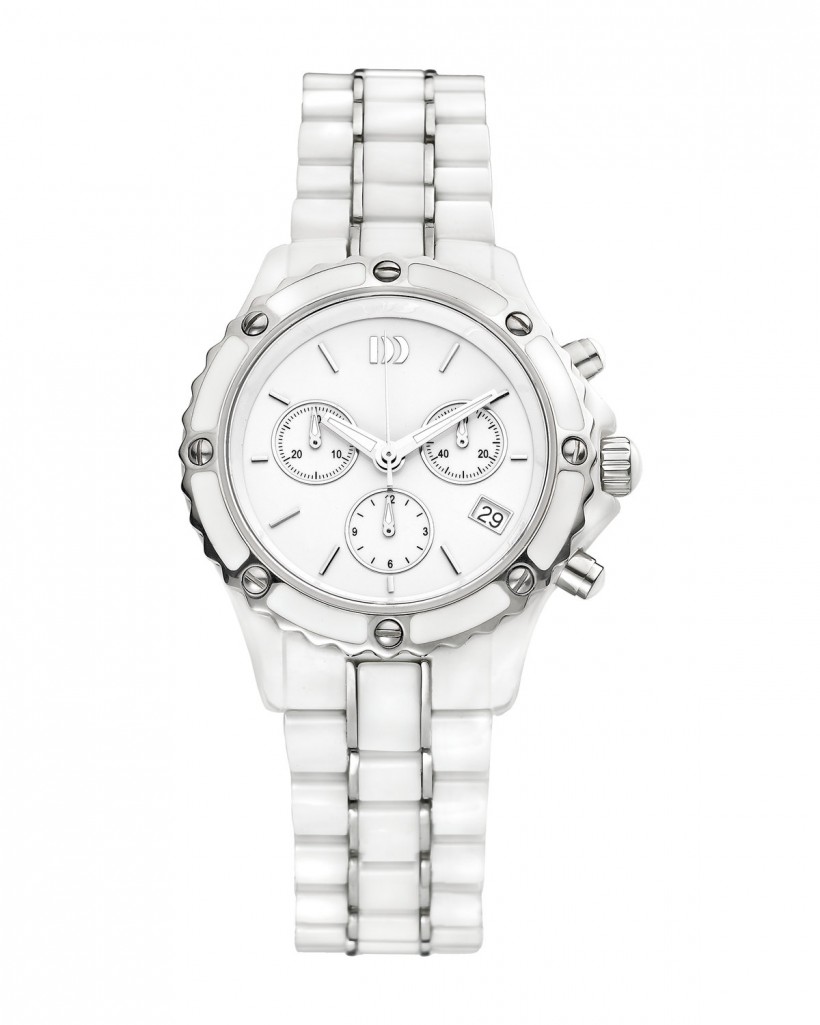 Danish Design White Steel & Ceramic Chronograph Women's Watch