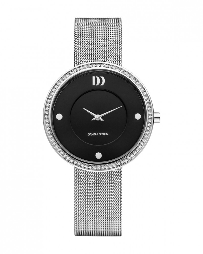 Danish Design Silver Mesh Band Cubic Zirconia Bezel Women's Watch