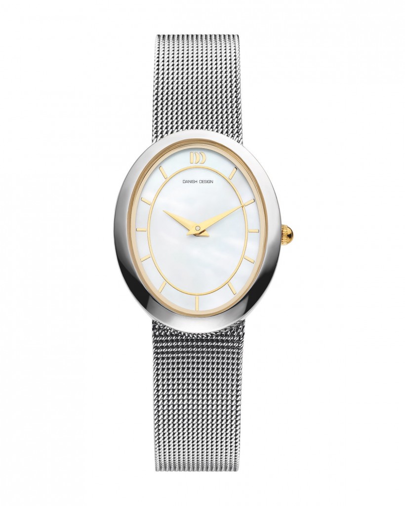 Danish Design Mesh Band Mother-Of-Pearl Dial Women's Watch Gold Accent