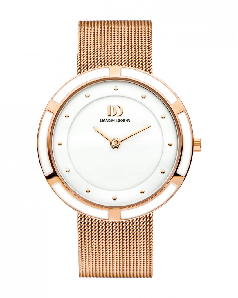 Danish Design Rose Gold Mesh Stainless Steel & Ceramic Women's Watch