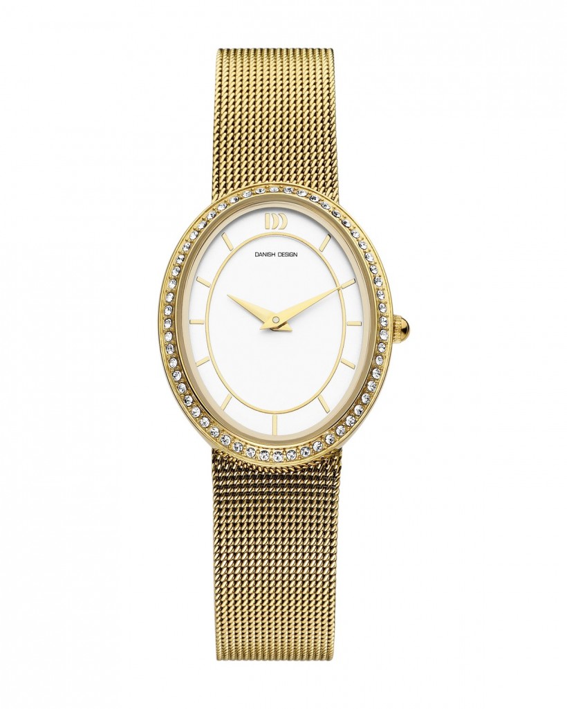 Danish Design Gold Color Mesh Band Cubic Zirconia Women's Watch