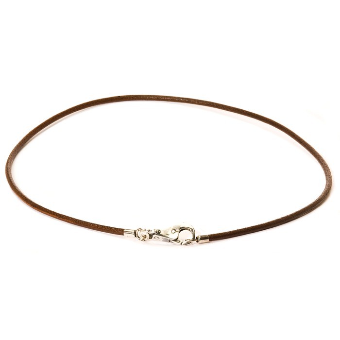 Leather Necklace, Brown, size 19.7 inch