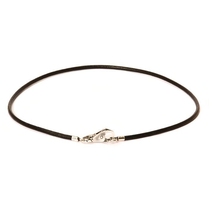 Leather Necklace, Black, size 17.7 inch