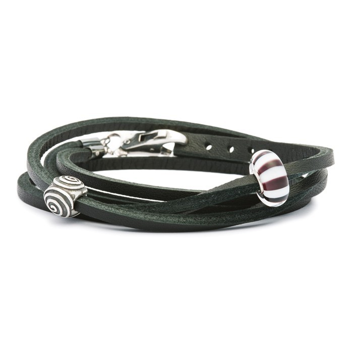 Leather Bracelet w/ silver Black, size 17.7 inch