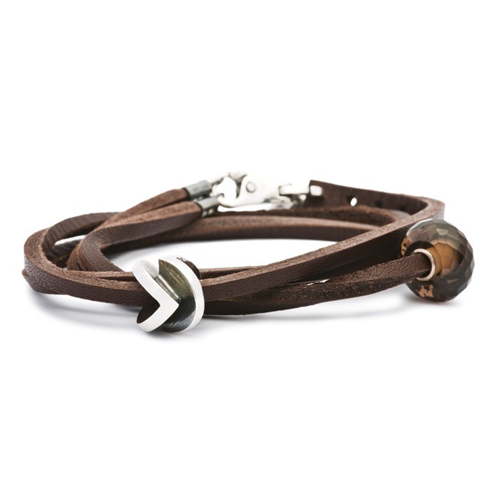 Leather Bracelet w/ silver Brown, size 16.1 inch