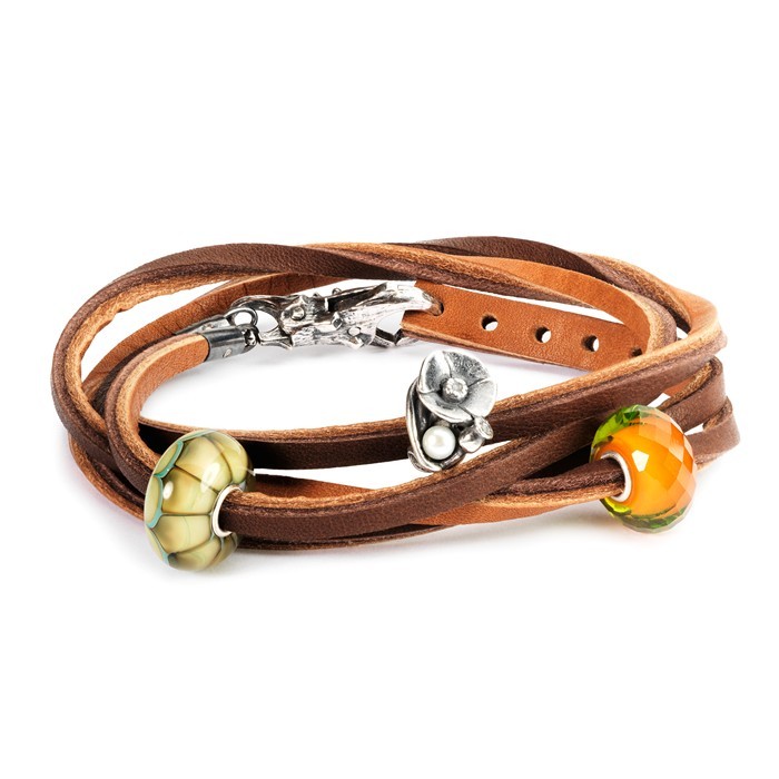 Leather Bracelet, Light/Dark Brown 16.1 inch