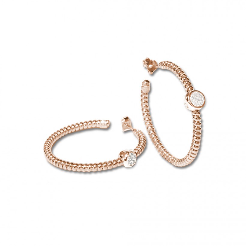 Borsari hoops in rose gold-plated silver with crystals