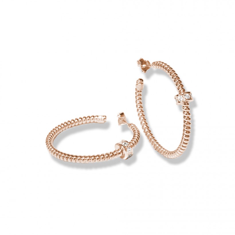 Hoops in rose gold-plated silver with crystals oriside02c30