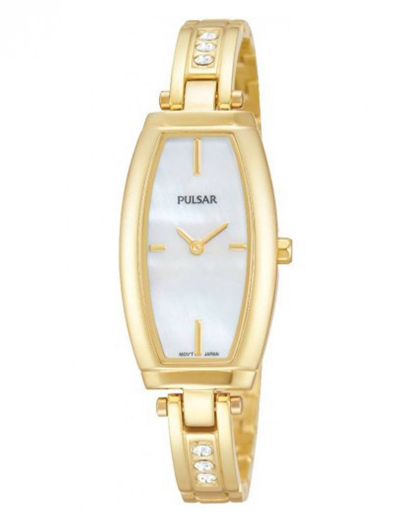 Pulsar Quartz Mother-of-Pearl Dial Crystals Gold Tone Women's Watch
