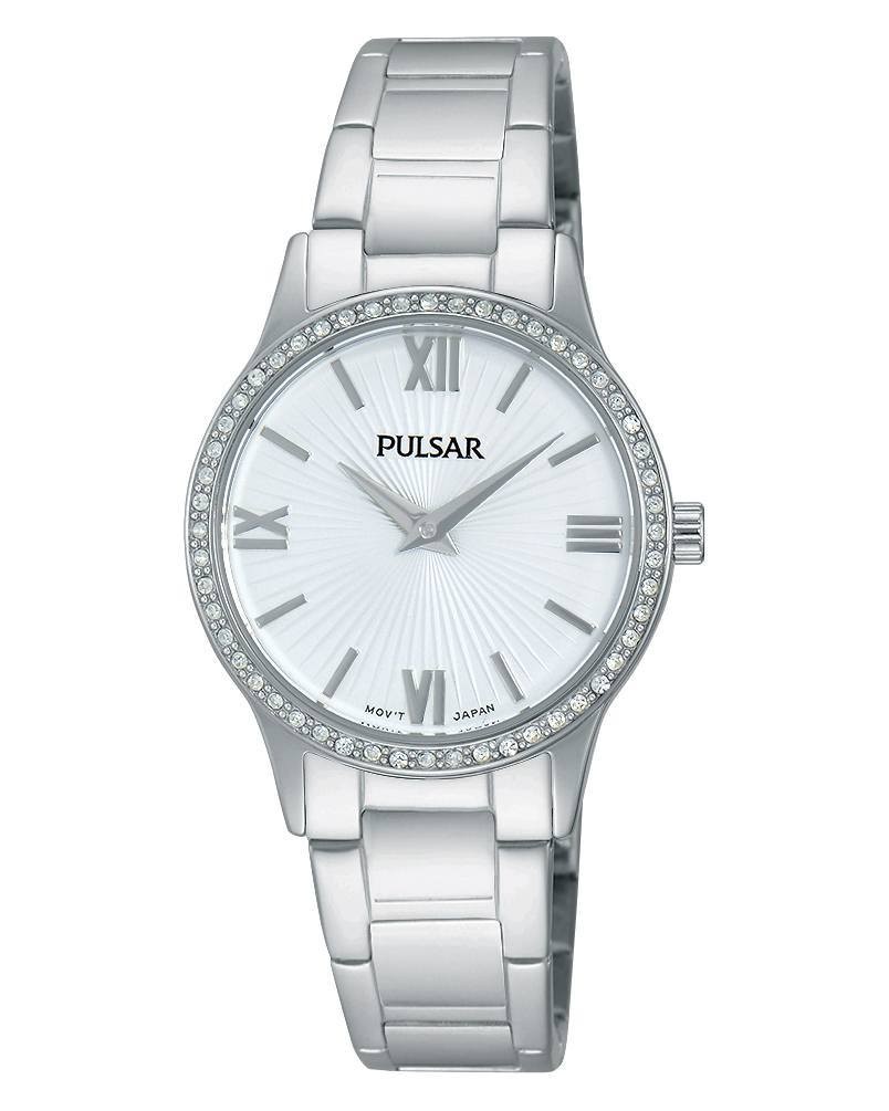 Pulsar Quartz Silver Dial Crystals Women's Watch
