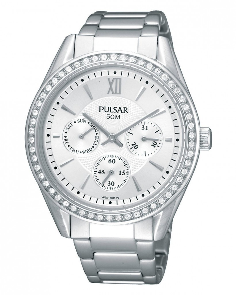 Pulsar Quartz Silver Dial Crystals Women's Watch