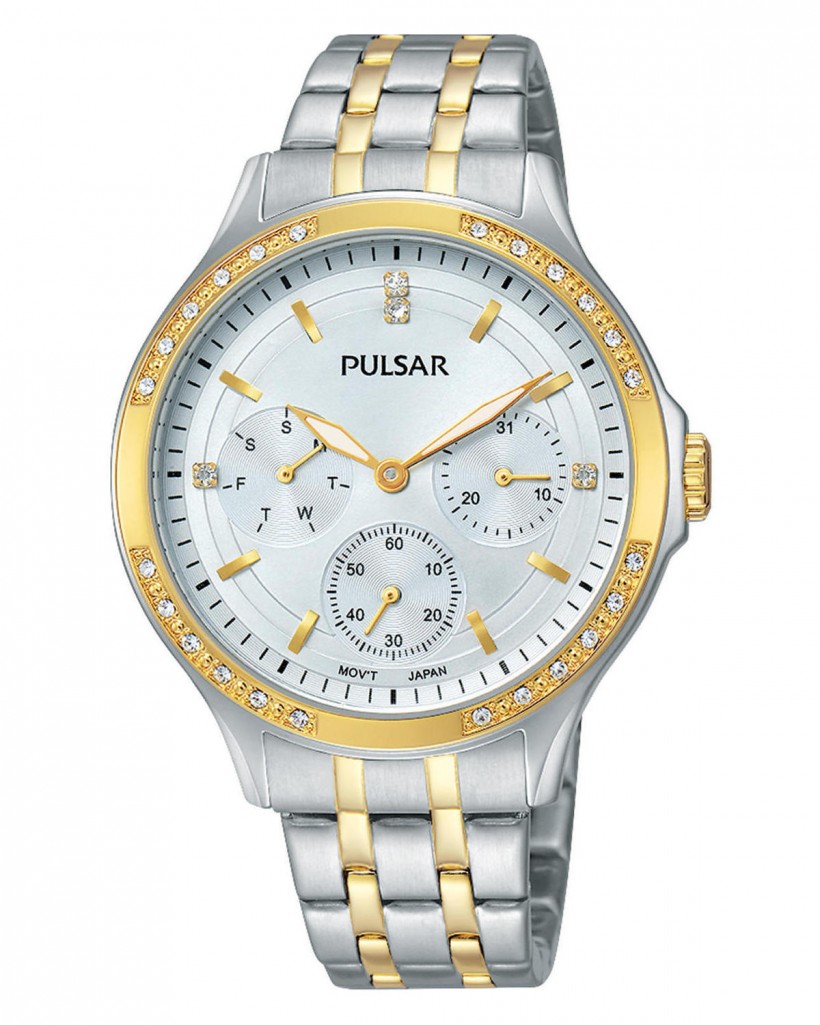 Pulsar Quartz Silver Dial Crystals Two-Tone Women's Watch