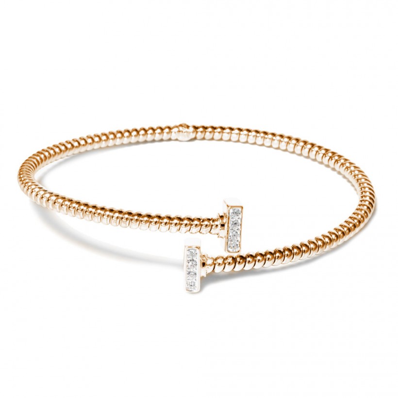 Borsari bangle in rose gold-plated silver with crystals