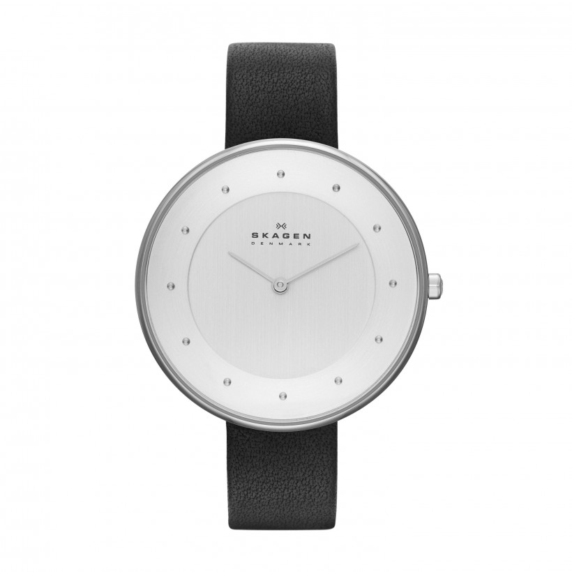 Skagen Gitte Leather Band Stainless Steel Women's Watch