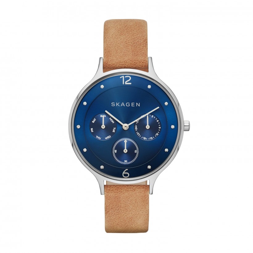 Skagen Anita Leather Band Stainless Steel Women's Watch