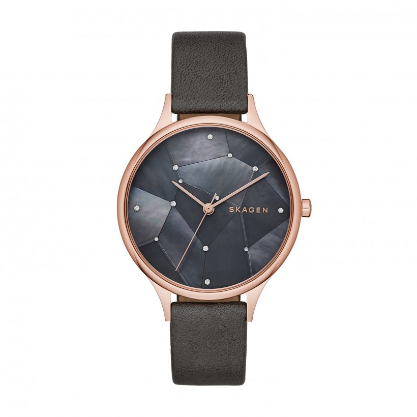 Skagen Anita Leather Band Stainless Steel Women's Watch
