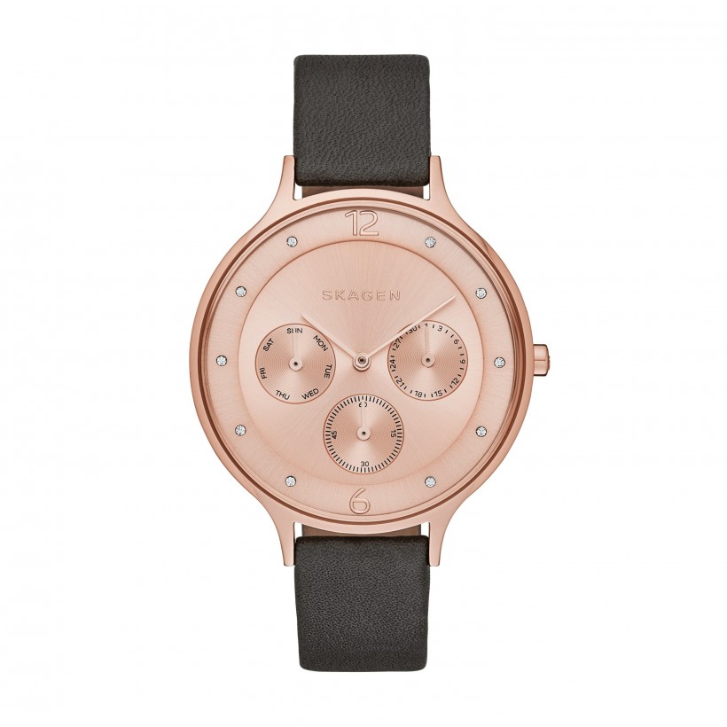 Skagen Anita Leather Band Stainless Steel Women's Watch