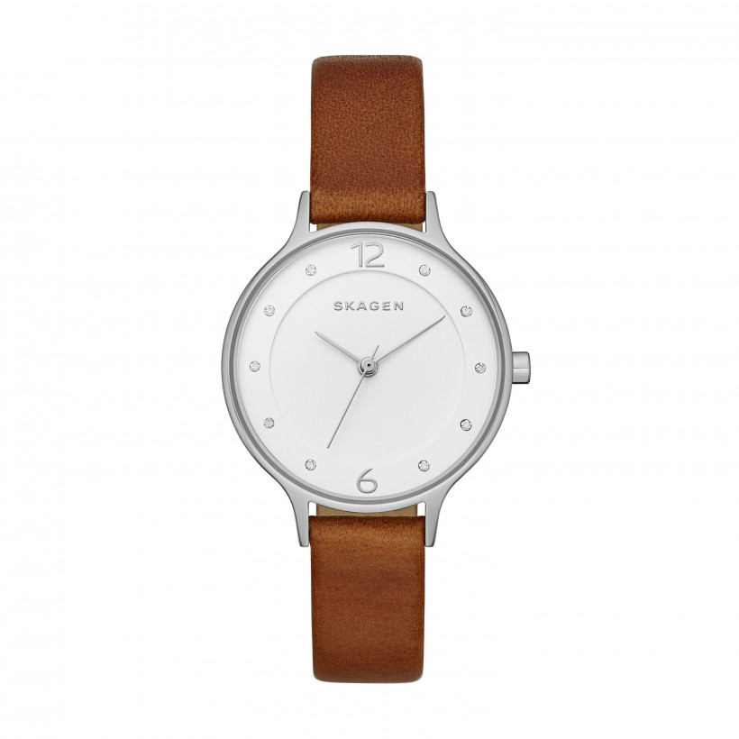 Skagen Anita Leather Band Stainless Steel Women's Watch