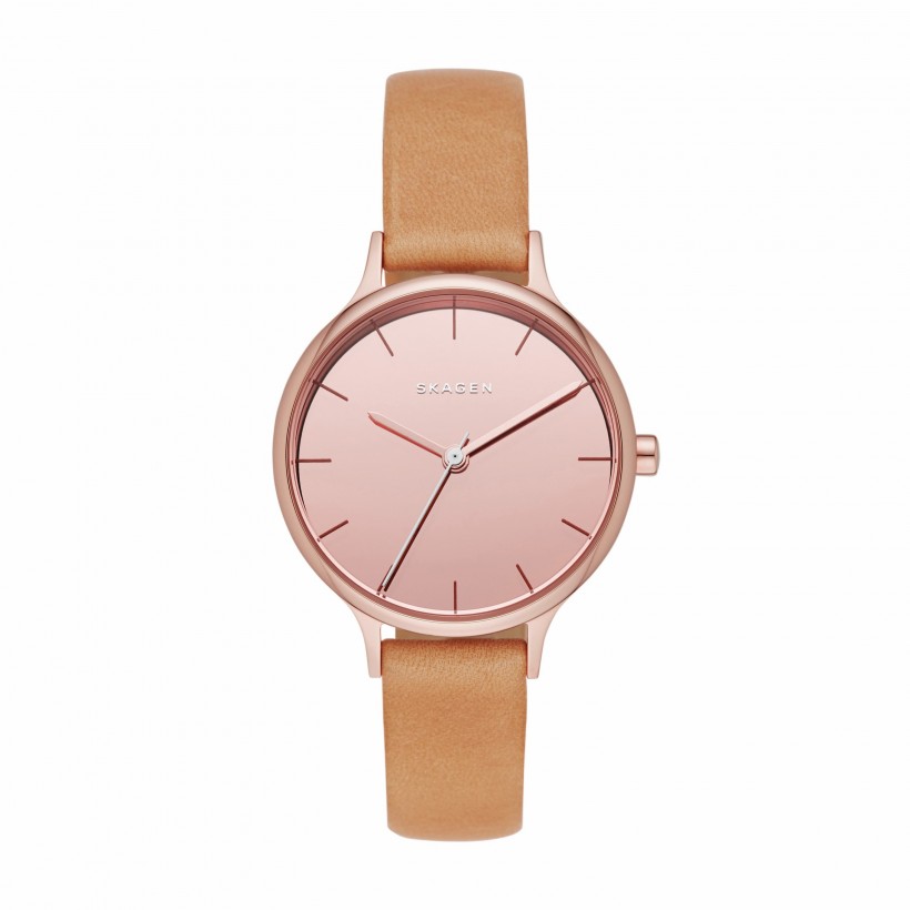 Skagen Anita Leather Band Stainless Steel Women's Watch