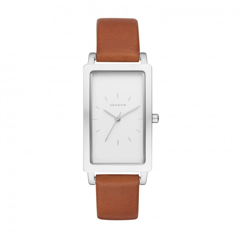 Skagen Hagen Leather Band Stainless Steel Women's Watch
