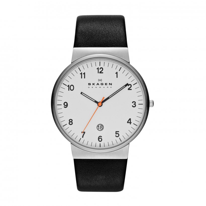Skagen Ancher Leather Band Stainless Steel Men's Watch