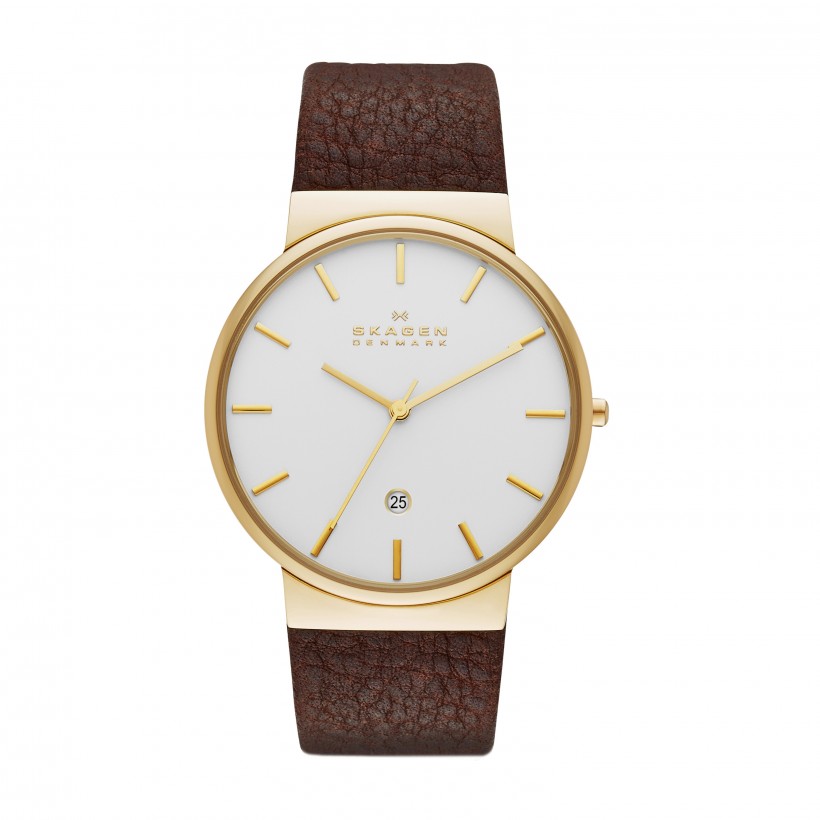 Skagen Ancher Stainless Steel Leather Men's Watch