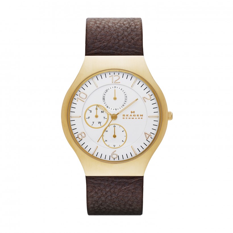 Skagen Grenen Stainless Steel Leather Men's Watch