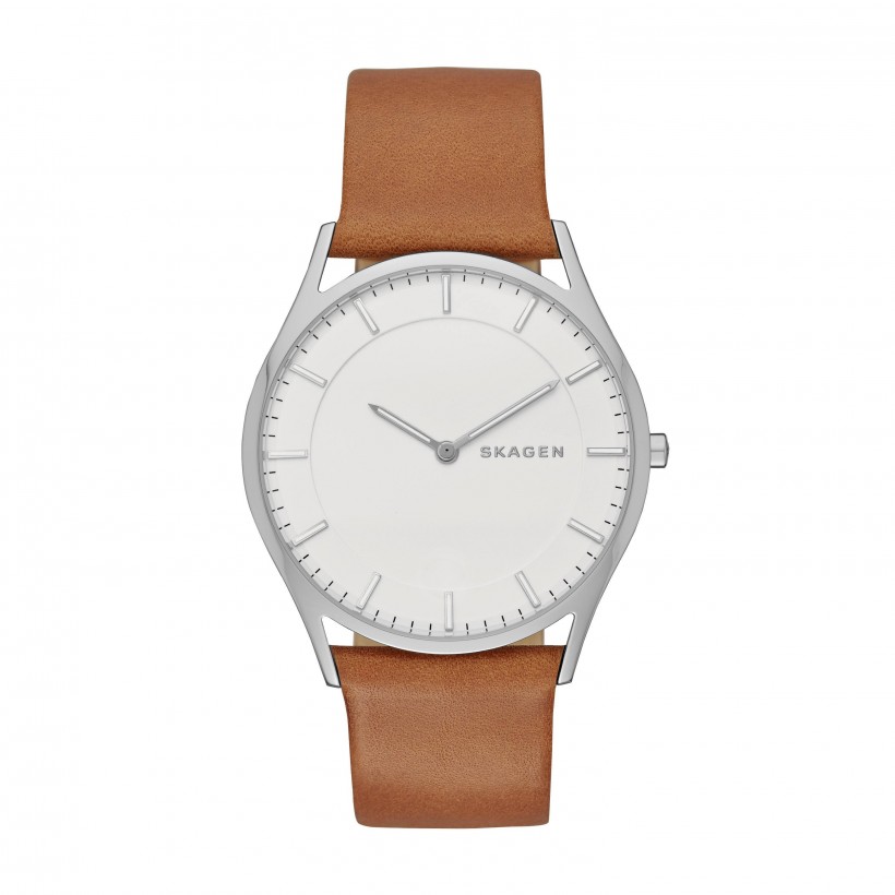 Skagen Holst Leather Band Stainless Steel Men's Watch