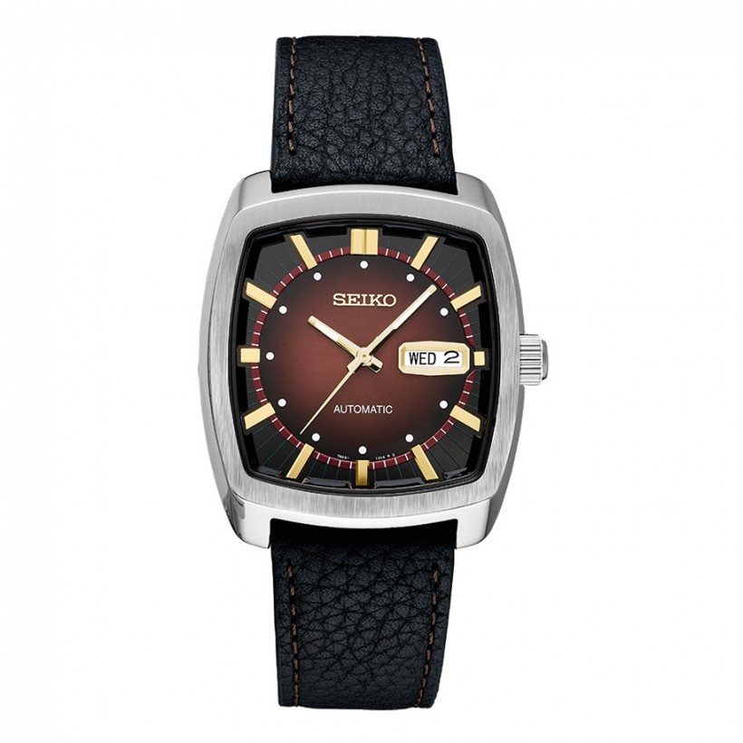 Seiko Recraft Leather Band Automatic Stainless Steel Watch