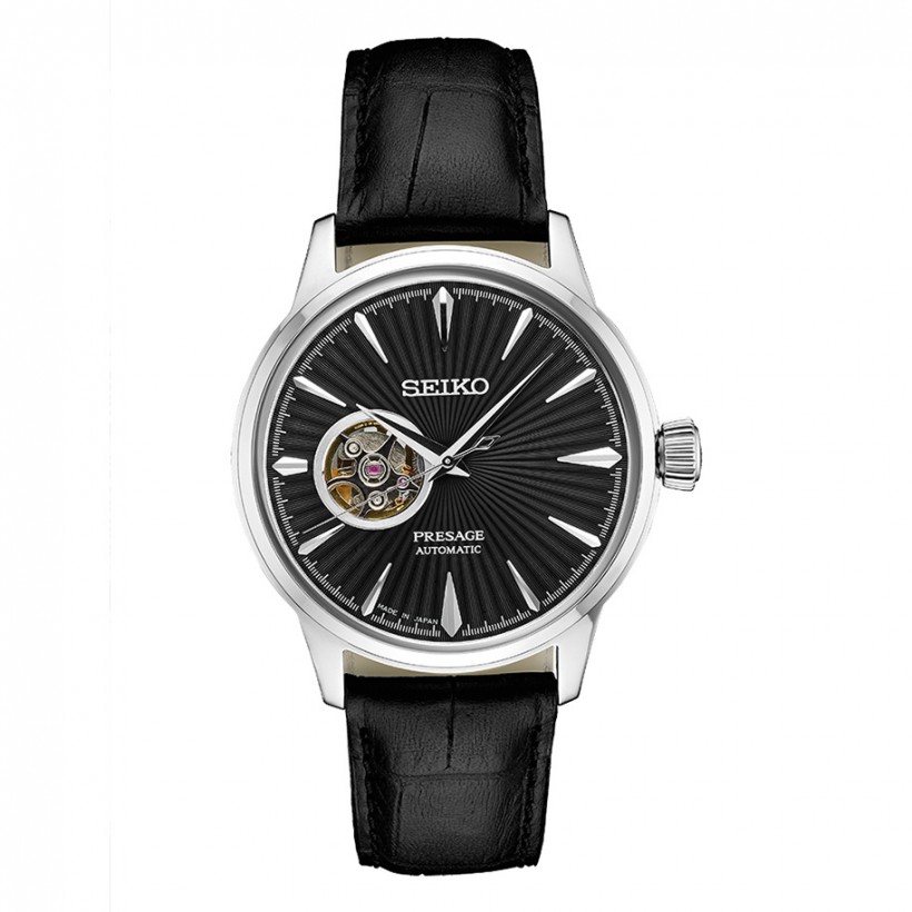 Seiko Presage Leather Band Automatic Stainless Steel Watch SSA359
