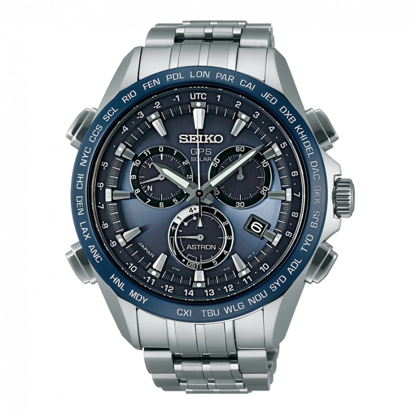 Seiko Astron 8x GPS Solar Titanium Blue & Silver Men's Watch