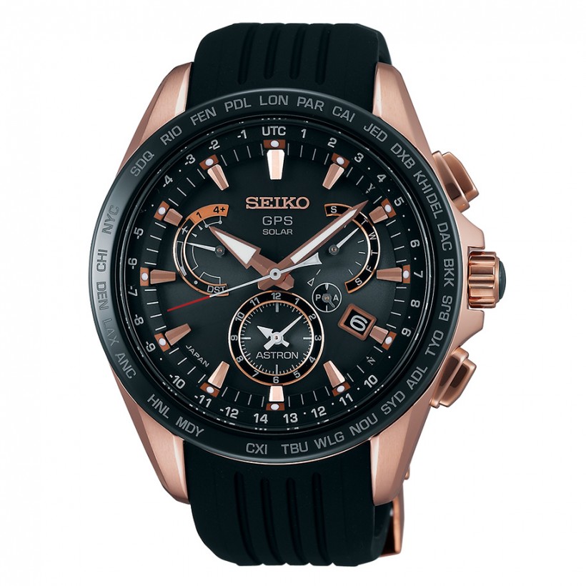 Seiko Astron 8x Dual Time Rose Gold Stainless Steel