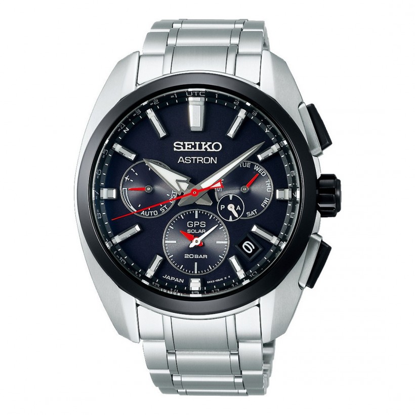 Seiko Astron GPS Solar Dual Time Black Dial Titanium Watch