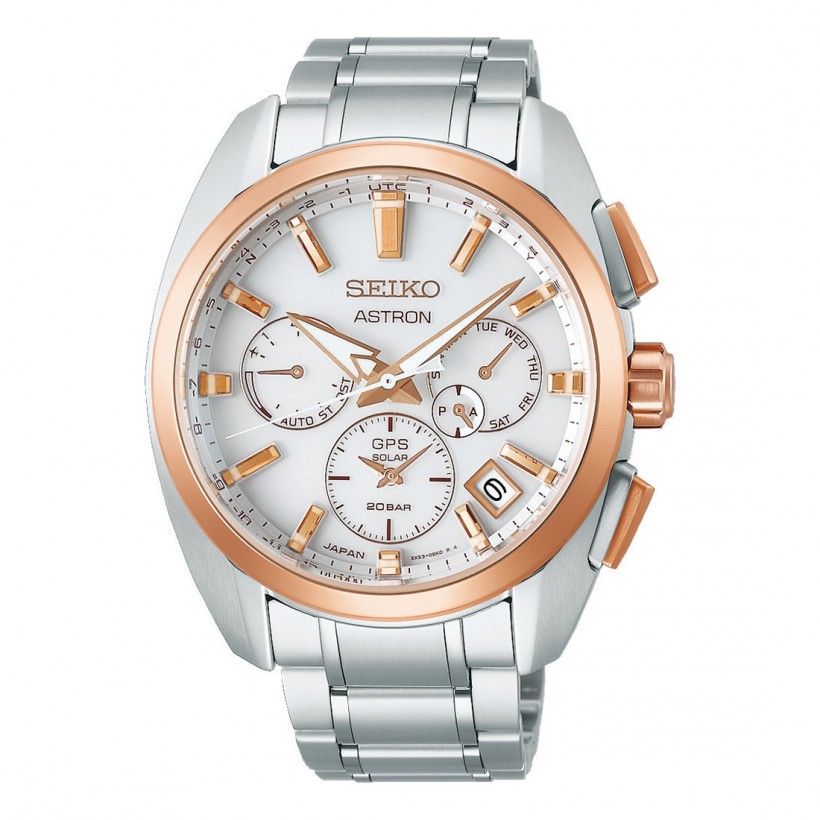 Seiko Astron GPS Solar Dual Time White Dial Titanium Watch