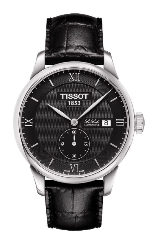 Tissot Le Locle Men's Automatic Small Second Black Dial Watch with Black Leather Strap T0064281605801
