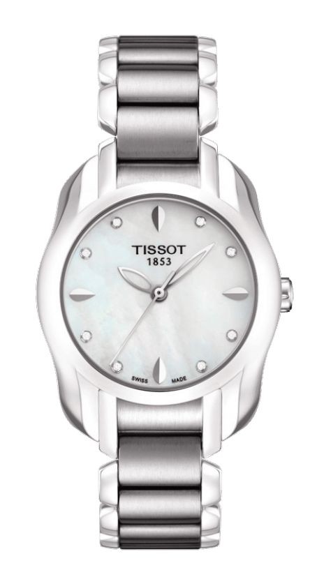 Tissot T-Wave Women's Quartz White MOP Dial & Diamond Index Round Watch with Stainless Steel Bracelet T0232101111600