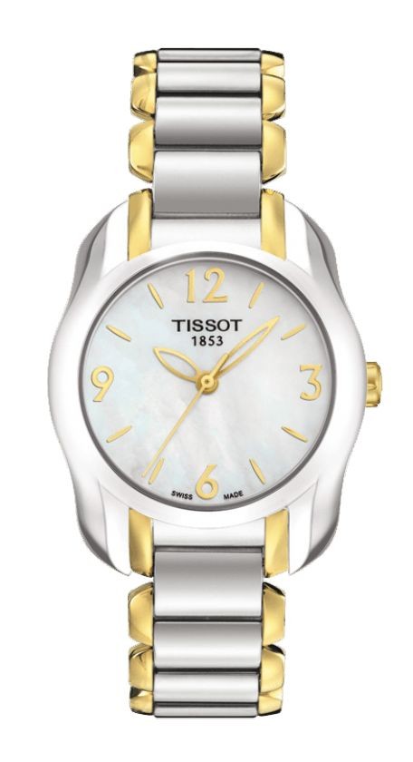Tissot T-Wave Women's Quartz White MOP Dial Round Watch with Two-Tone Stainless Steel Bracelet T0232102211700