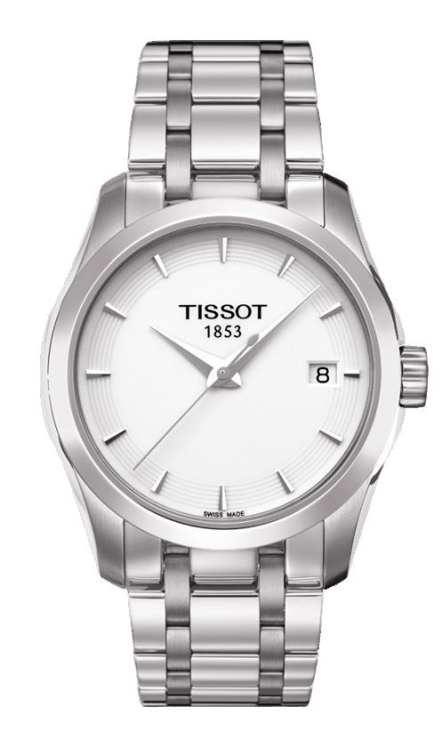 Tissot Couturier Lady Quartz White Dial Watch with Stainless Steel Bracelet T0352101101100