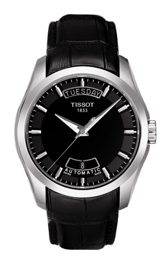 Tissot Couturier Automatic Men's Black Dial Watch with Black Leather Strap T0354071605100