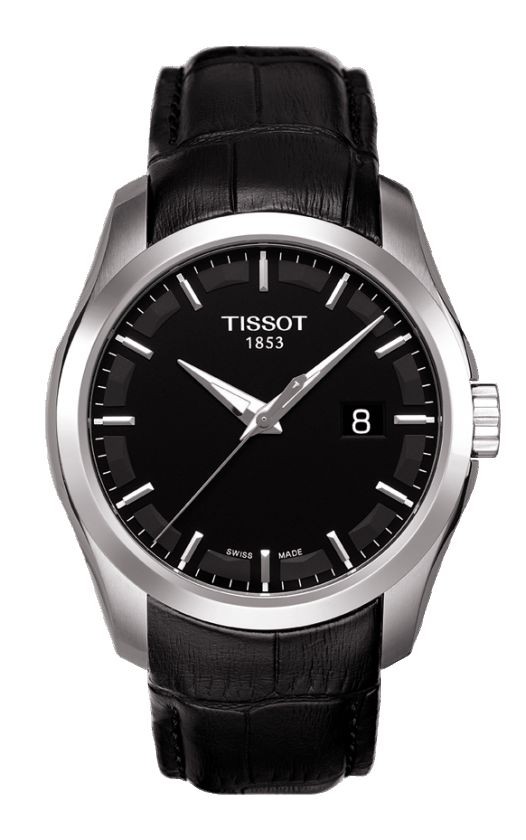 Tissot Couturier Men's Quartz Black Dial Trend Watch with Black Leather Strap T0354101605100