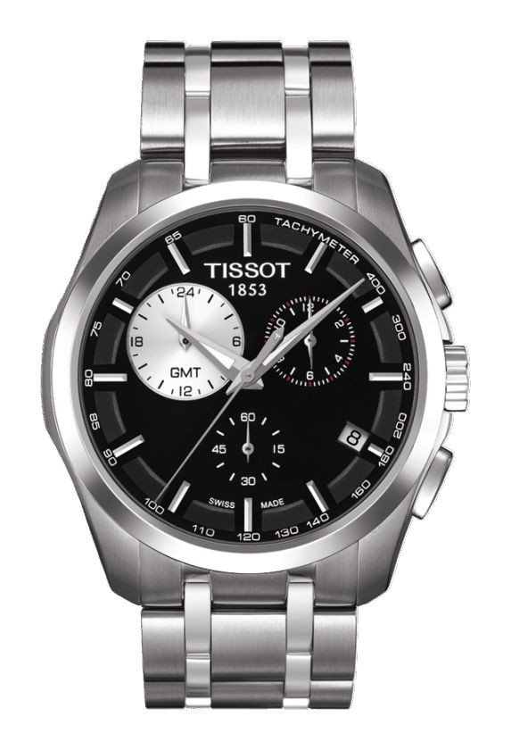 Tissot Couturier Men's Quartz Chronograph Black Dial Watch with Stainless Steel Bracelet T0354391105100