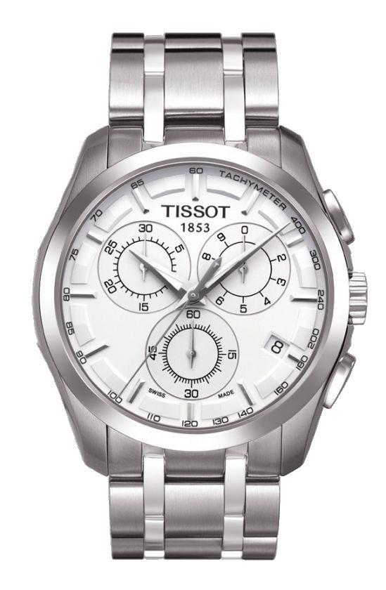 Tissot Couturier Men's Quartz Chronograph Silver Dial Watch with Stainless Steel Bracelet T0356171103100